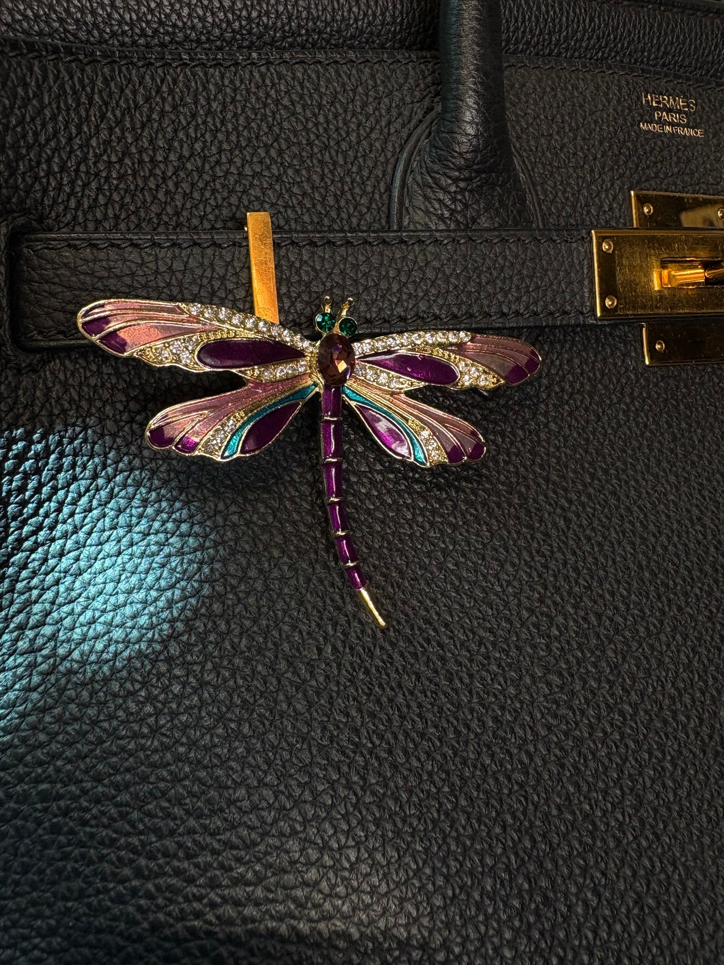 Purple Dragonfly bag brooche