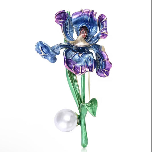 Blue Tulip bag brooche