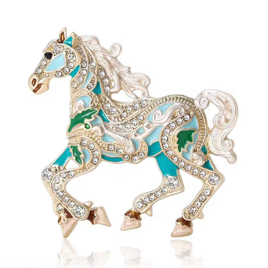 Blue Greek Horse bag brooche