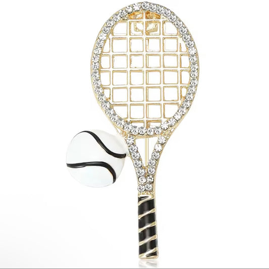 Glittery Tennis Racket brooche
