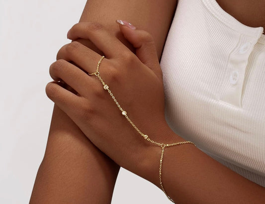 Golden Hand chain (3 stones)