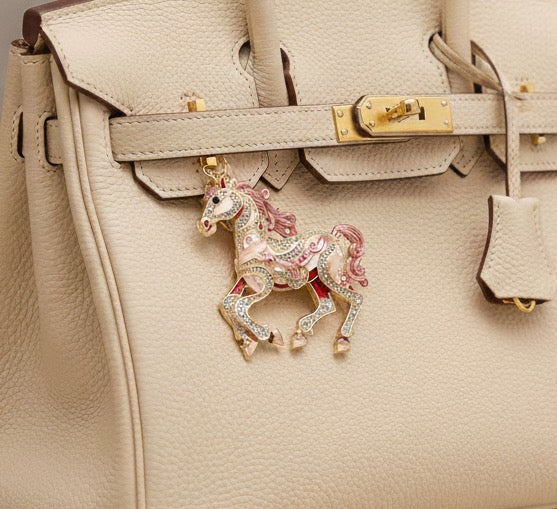 Pink Greek Horse bag charm