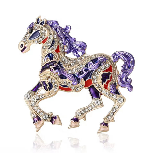 Purple Greek Horse bag brooche