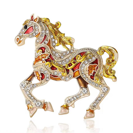 Orange Greek Horse bag brooche