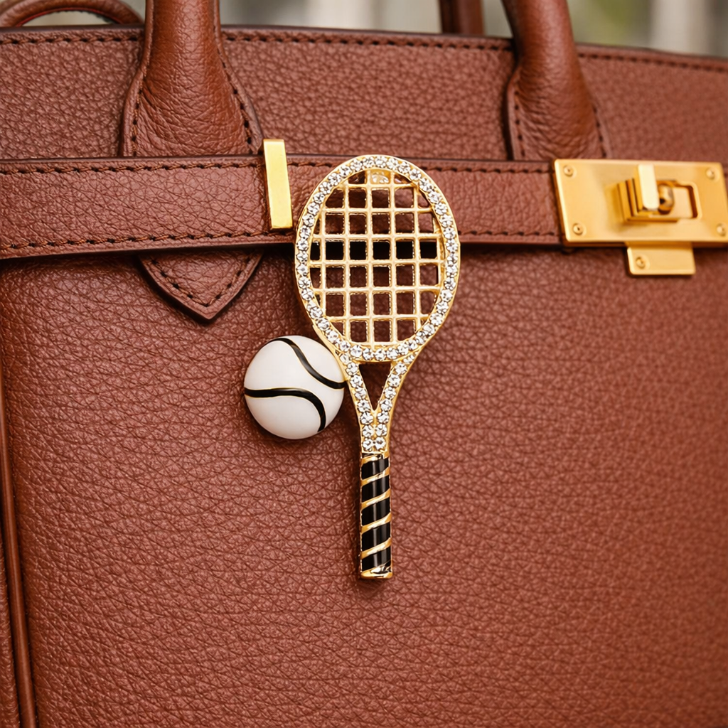 Glittery Tennis Racket bag charm