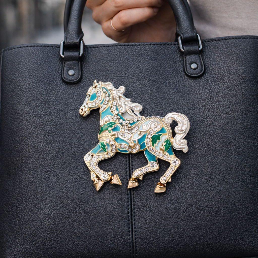 Blue Greek Horse bag charm