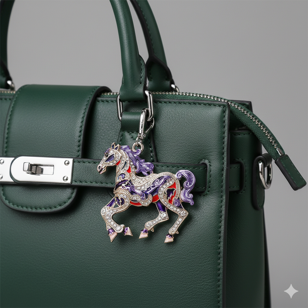 Purple Greek Horse bag charm